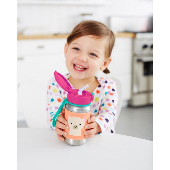 Zoo Flaša so slamkou na vodu nerez Lama 12m+