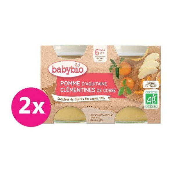 2x BABYBIO Jablko s klementínky (130 g)