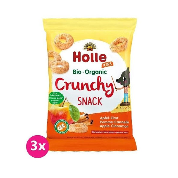 3x HOLLE Detské Bio Chrumky jablko, škorica, 25 g (3+)