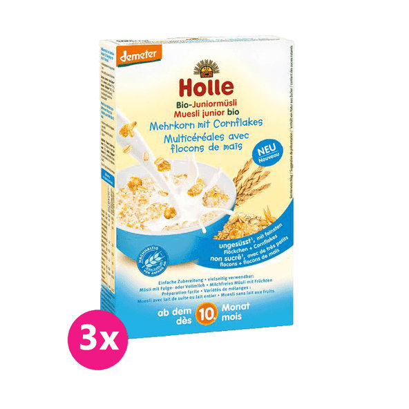 3x HOLLE Organické junior müsli viaczrnné s kukuričnými lupienkami, 250 g