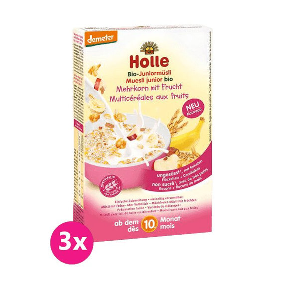3x HOLLE Organické junior müsli viaczrnné s ovocím, 250 g