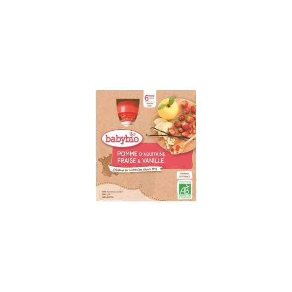 4x BABYBIO Kapsička jablko, jahoda, vanilka (90 g)