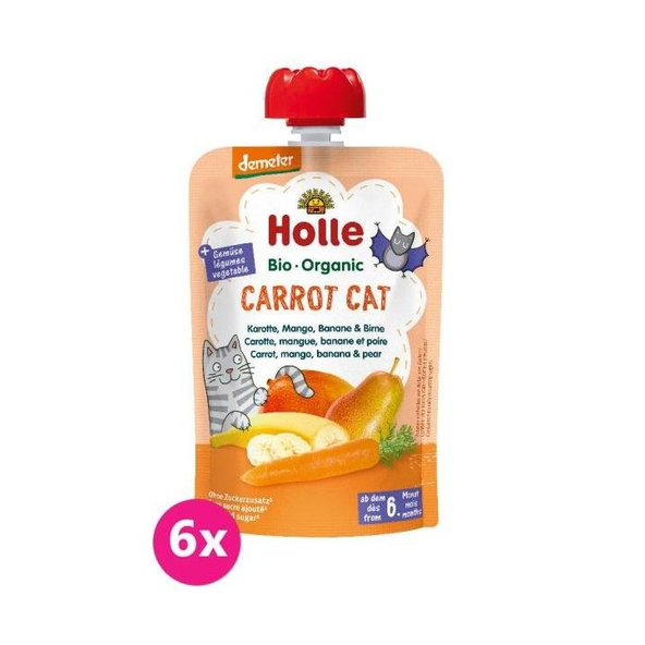 6x HOLLE Carrot Cat Bio pyré mrkva mango banán hruška 100 g (6+)