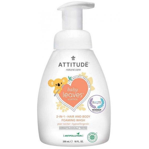 ATTITUDE Detská umývacia pena 2v1 Baby leaves s vôňou hruškovej šťavy 295 ml