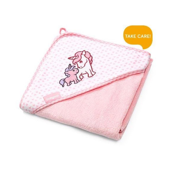 BABYONO Osuška s kapucňou Bamboo 100 x 100 cm - ružová