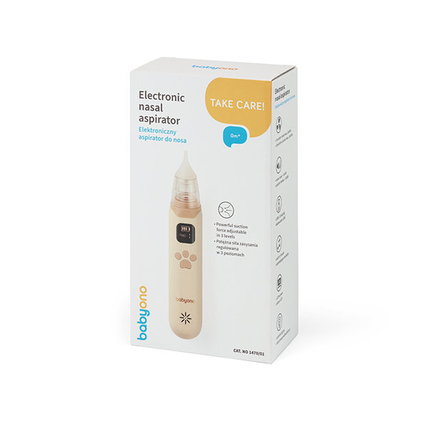 BABYONO Odsávačka nosných hlienov elektronická USB nabíjanie béžová