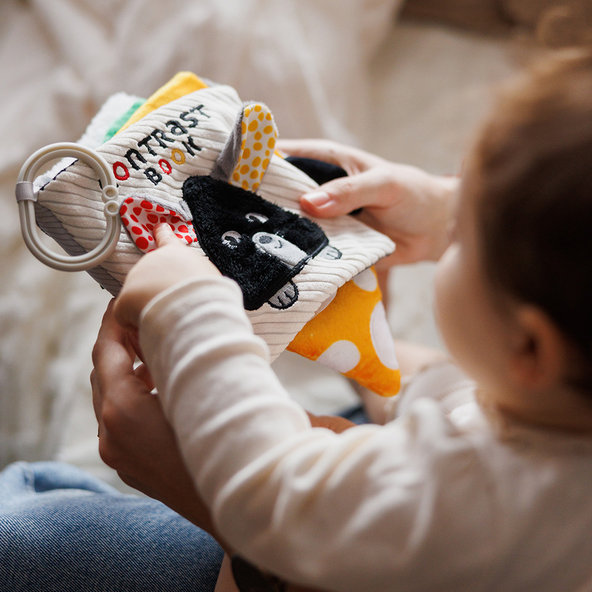 BABYONO Knižka senzorická kontrastná Mouse 0 m+