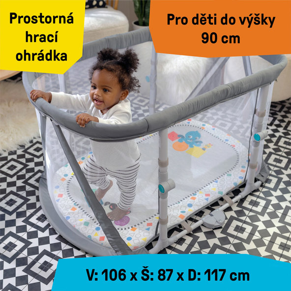 BABY EINSTEIN Postieľka s ohrádkou na hranie 3v1 Kick & Snooze™ 0m+