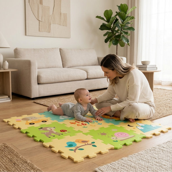 PETITE&MARS Nexli puzzle podložka Forest Friends 9 ks