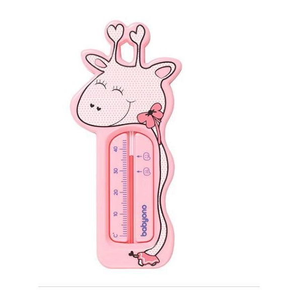 BABYONO Teplomer do vody - žirafa ružová