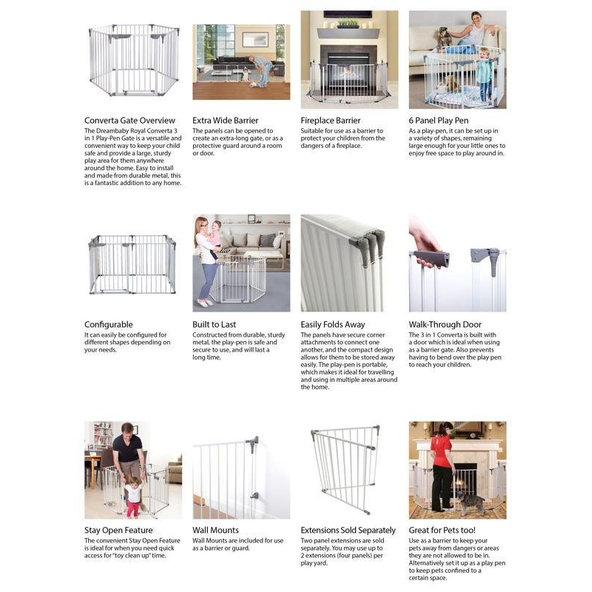 DREAMBABY Ohrádka bezpečnostná 3v1 biela