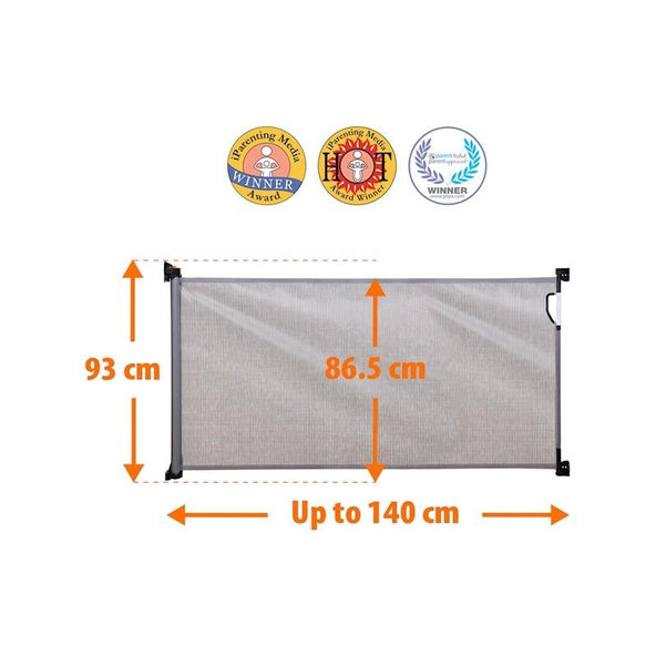 DREAMBABY Zábrana bezpečnostná zaťahovacia 0-140 cm šedá