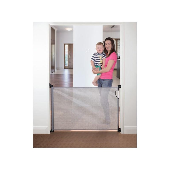 DREAMBABY Zábrana bezpečnostná zaťahovacia 0-140 cm šedá