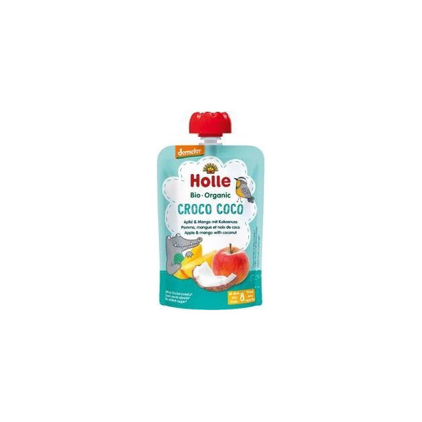 HOLLE Croco Coco Bio ovocné pyré jablko, mango, kokos, 100 g (8 m+)