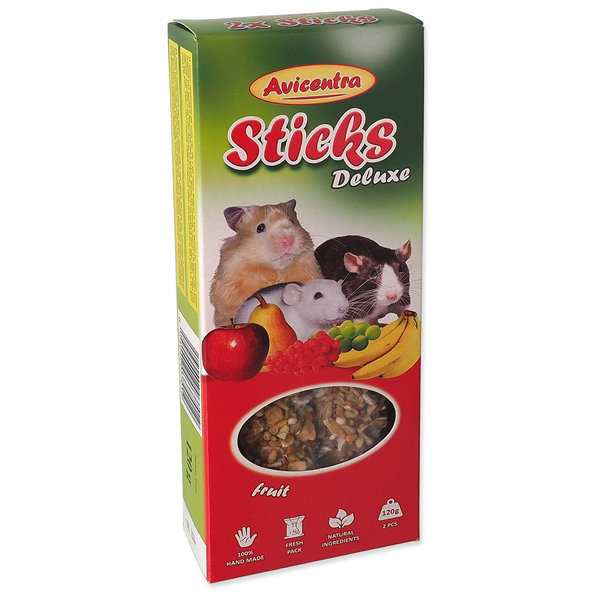 Avicentra Deluxe tyčinka s ovocím malý hlodavec 2 ks