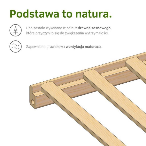KLUPS Postieľka s vyberateľnými priečkami Frank Natural 120x60cm