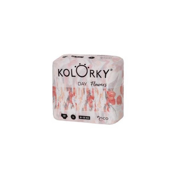 KOLORKY DAY - kvety - L (8-13 kg) - 19 ks - jednorazové eko plienky