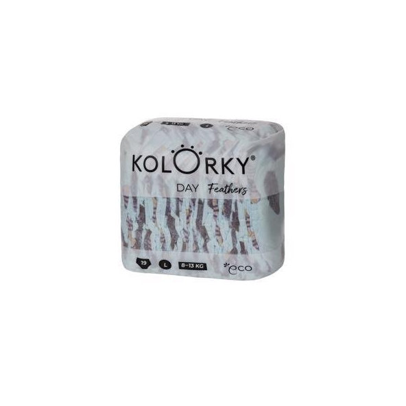 KOLORKY DAY - perie - L (8-13 kg) - 19 ks - jednorazové eko plienky