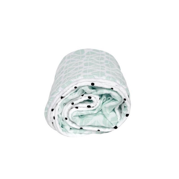 MOTHERHOOD Deka bavlnená mušelínová dvojvrstvová Pre-Washed Mint Boats 95x110cm