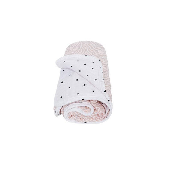 MOTHERHOOD Deka bavlnená mušelínová dvojvrstvová Pre-Washed Pink Squares 95x110cm