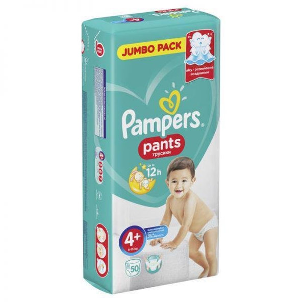 PAMPERS Nohavičky plienkové Active Babydry 4+ MAXI+ 9-15kg 50ks Jumbo Pack