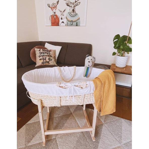 AHOJBABY Hojdacie stojan na Mojžišov košík pre bábätko RockingBaby Transparent bezfarebný lak