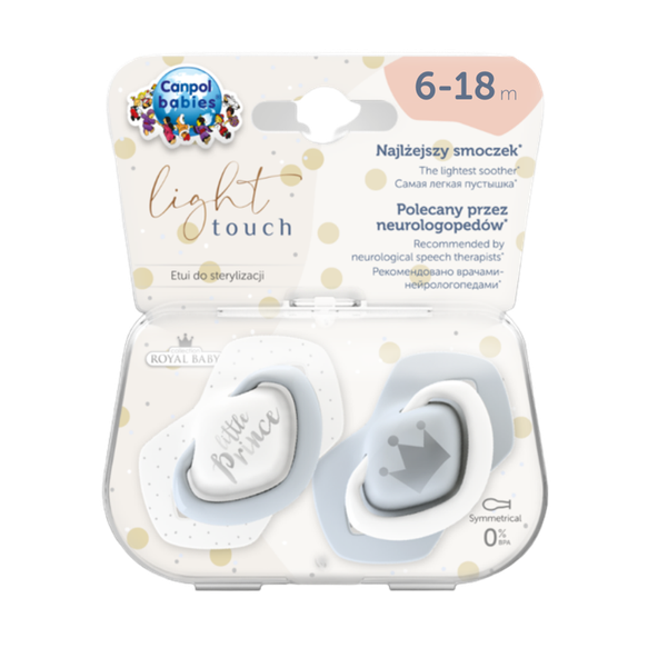 CANPOL BABIES Set symetrických silikónových cumlíkov 6-18m Royal baby modrý