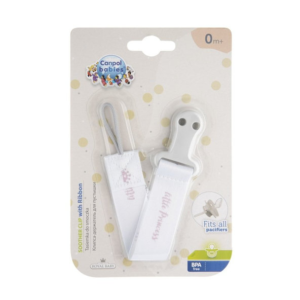 CANPOL BABIES Klip na cumlík  Royal baby ružová