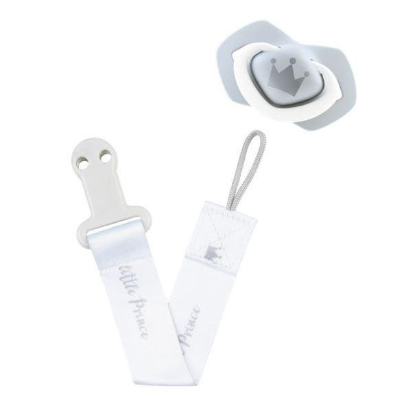 CANPOL BABIES Klip na cumlík  Royal baby sivá