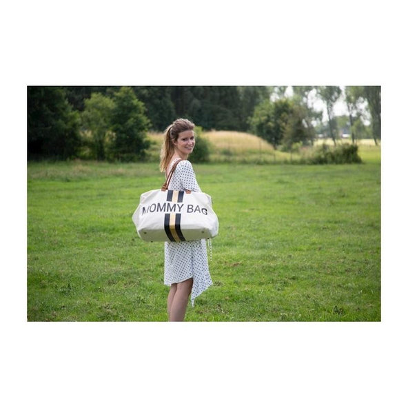 CHILDHOME Prebaľovacia taška Mommy Bag Big Off White / Black Gold