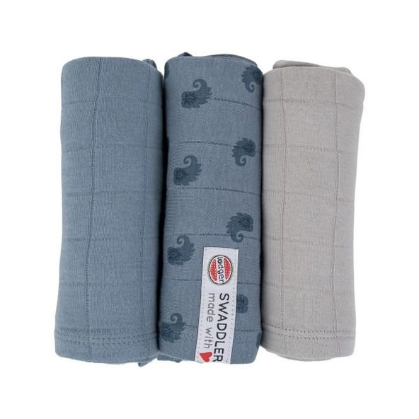 LODGER Plienky mušelínové Swaddler Flame Tribe 3balenie 70 x 70 cm Ocean