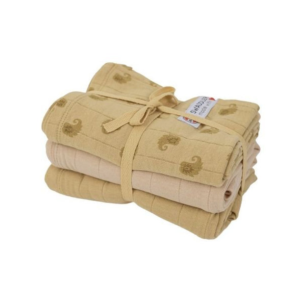 LODGER Plienky mušelínové Swaddler Flame Tribe 3balenie 70 x 70 cm Sand
