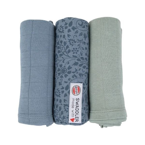 LODGER Plienky mušelínové Swaddler Flower Tribe 3balenie 70 x 70 cm Ocean