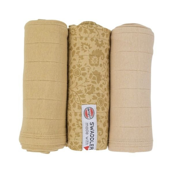 LODGER Plienky mušelínové Swaddler Flower Tribe 3balenie 70 x 70 cm Sand