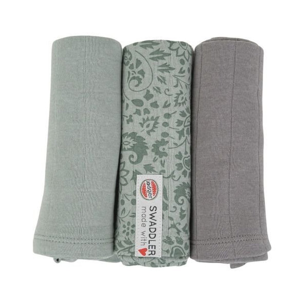 LODGER Plienky mušelínové Swaddler Flower Tribe 3balenie 70 x 70 cm Silt Green