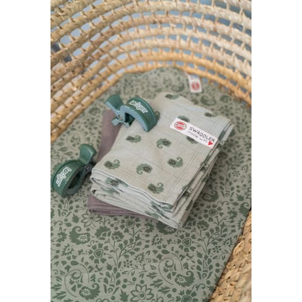 LODGER XL zavinovačky mušelínové Swaddler Flower Tribe 2balenie 120 x 120 cm Silt Green