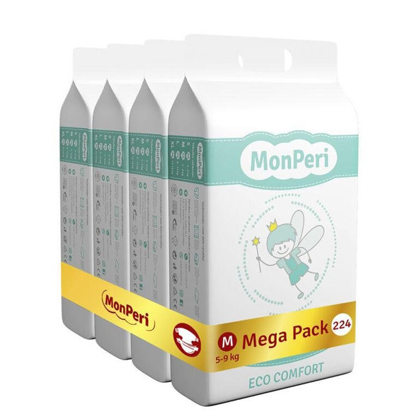 MONPERI Jednorazové plienky Eco Comfort M 5-9 kg Mega Pack