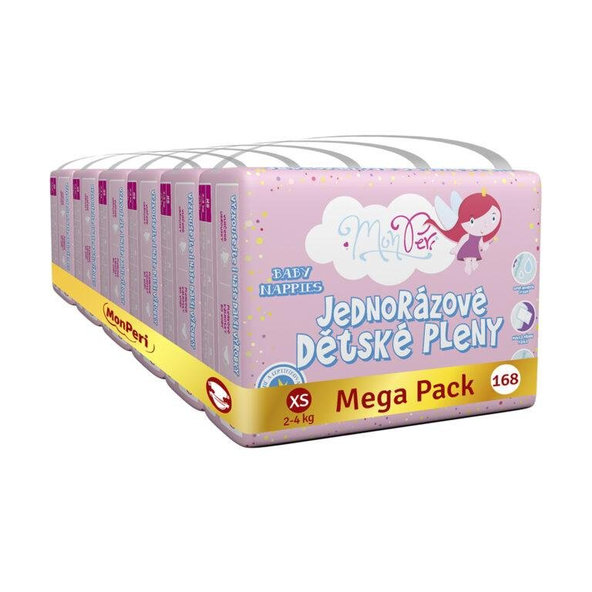 MONPERI Jednorazové plienky Klasik XS 2-4 kg Mega Pack