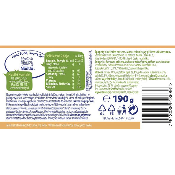 NESTLÉ Špagety s kuracím mäsom 190 g
