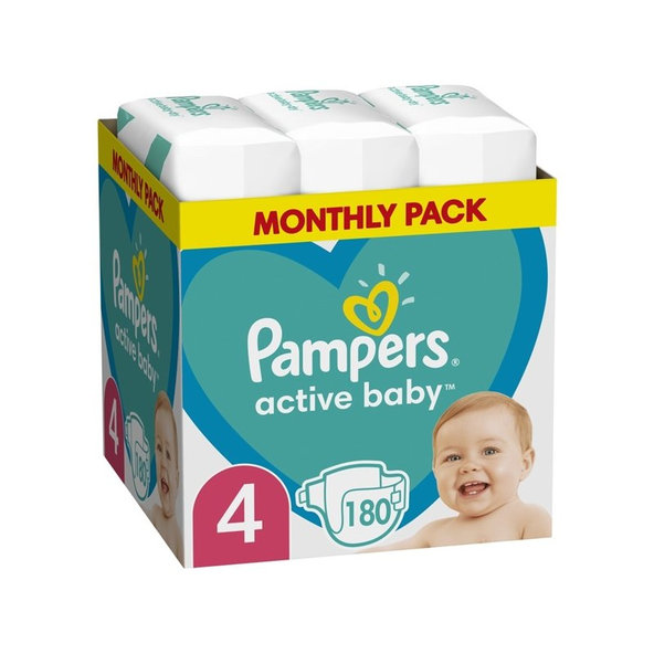 PAMPERS Active Baby 4 (9-14 kg) 180 ks Maxi měsíční balení - jednorázové plienky