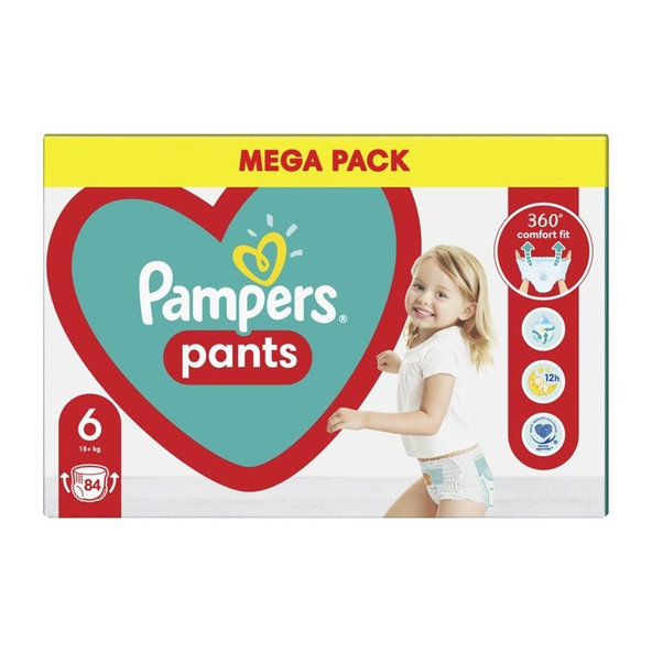 PAMPERS Pants 6 (15 kg+) 84 ks Extra Large Mega box - plienkové nohavičky