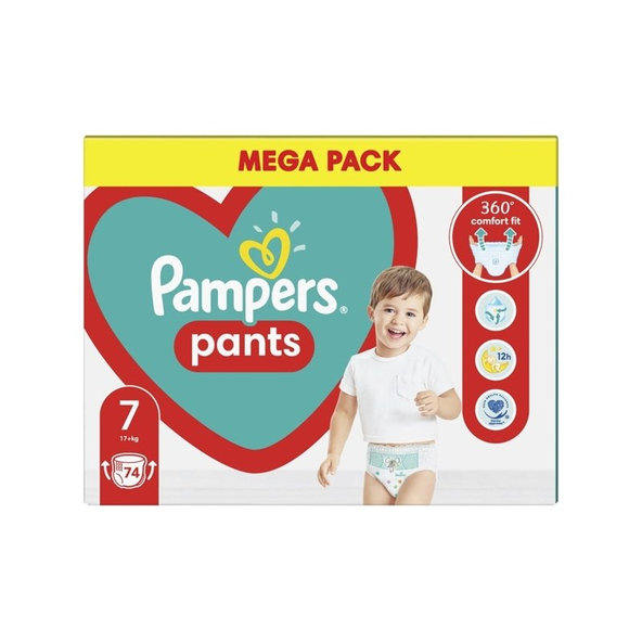 PAMPERS Pants 7 (17 kg+) 74 ks Mega pack - plienkové nohavičky