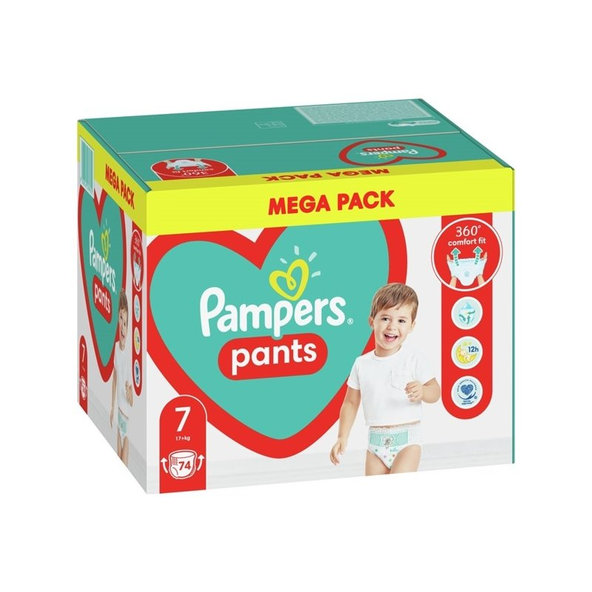 PAMPERS Pants 7 (17 kg+) 74 ks Mega pack - plienkové nohavičky
