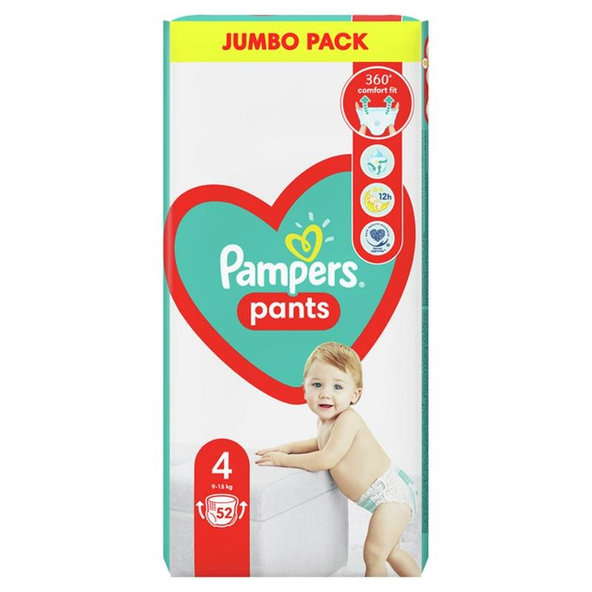 PAMPERS Pants plienkové nohavičky veľ. 4, 52 ks, 9- 15 kg