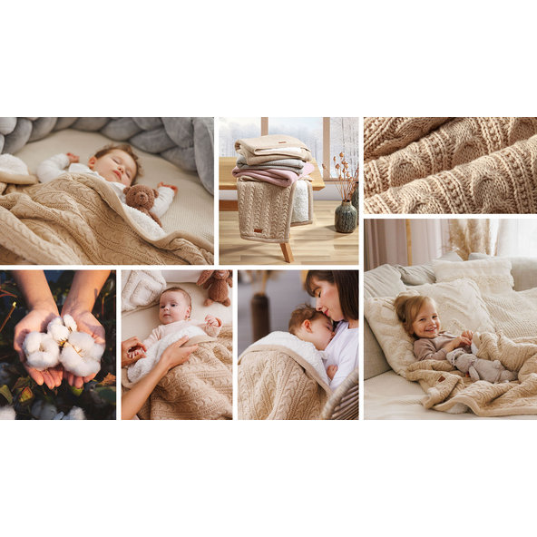 BABYONO Deka bavlnená s fleecovou podšívkou 75 x 100 cm svetlo hnedá