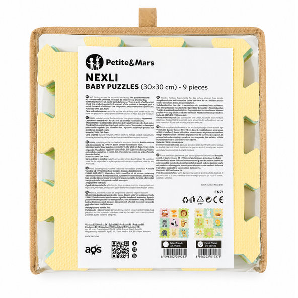 PETITE&MARS Nexli puzzle podložka Forest Friends 9 ks