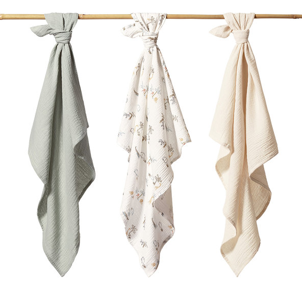 BABYONO Plienky mušelínové Super Soft 70 x 70 cm green 3 ks