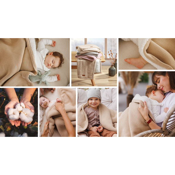 BABYONO Deka bavlnená s fleecovou podšívkou 75 x 100 cm béžová