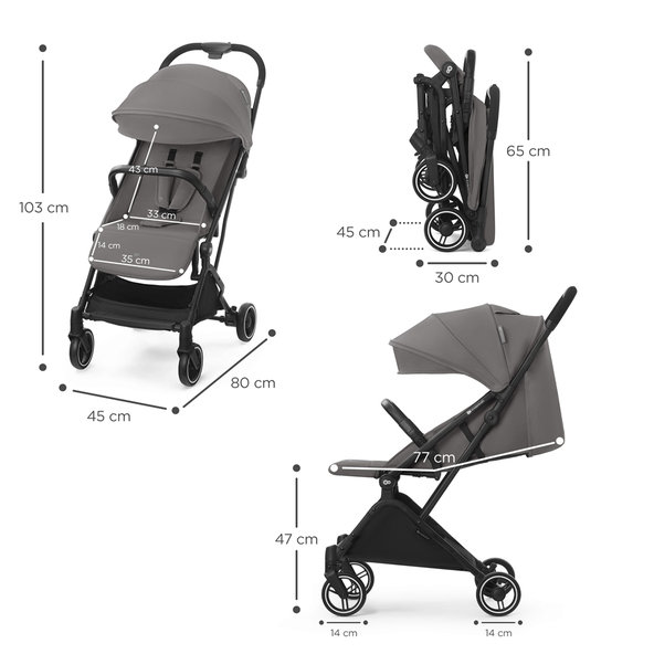 KINDERKRAFT SELECT Kočík športový Indy 2 Cozy Grey, Premium