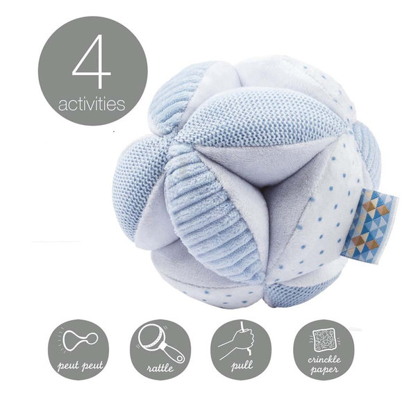 NATTOU Hračka lopta edukačná 4 aktivity Lapidou blue